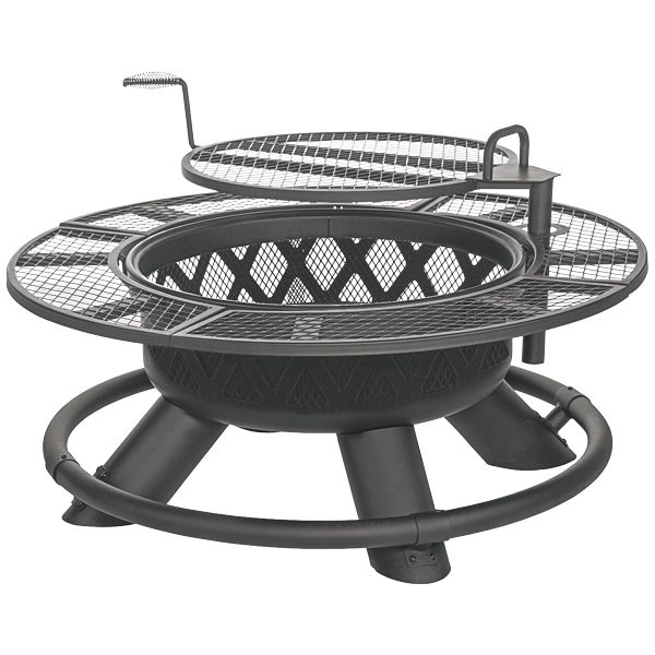 Big Horn 47 in Ranch Fire Pit with Grill, Black | Buchheit - Buy